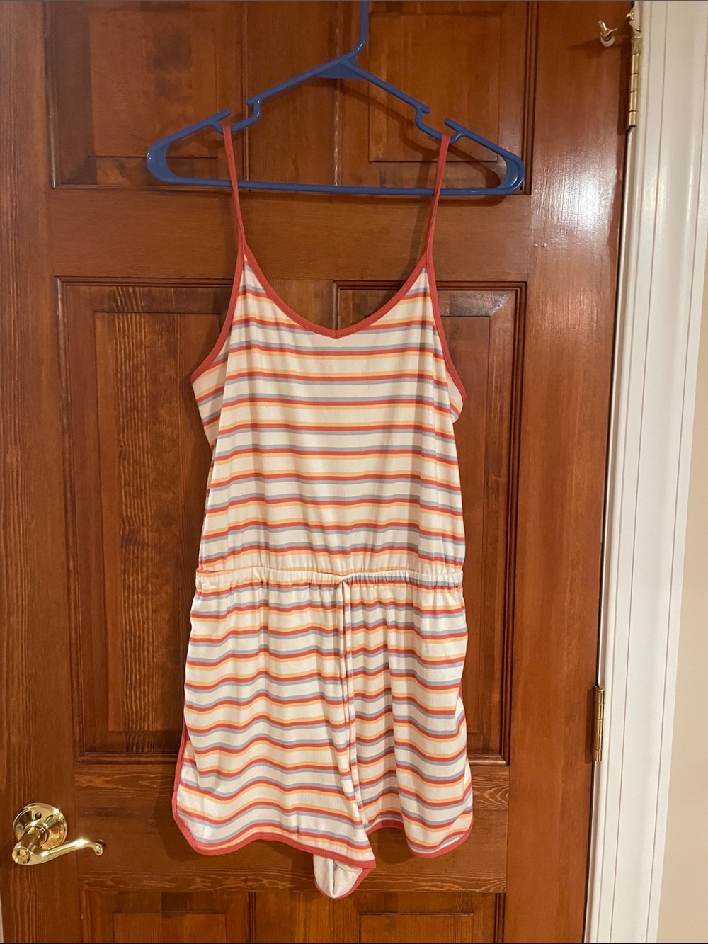 Wildflowers Cream & Orange Striped Spaghetti-Strap Romper